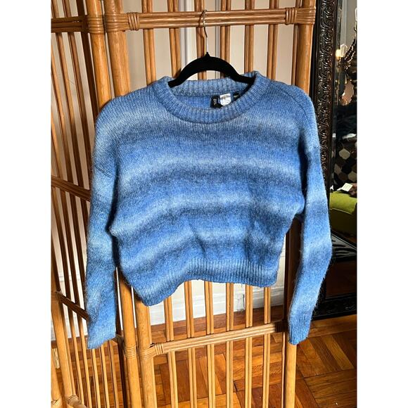 H&M Mohair Effect Cropped Blue Ombre Sweater - Picture 1 of 4